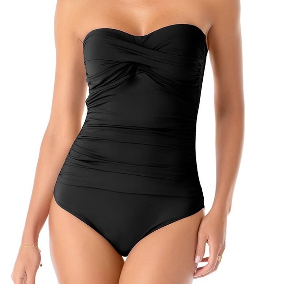 ANNE COLE Shirred Twist One Piece Swimsuit - Picture 2 of 4